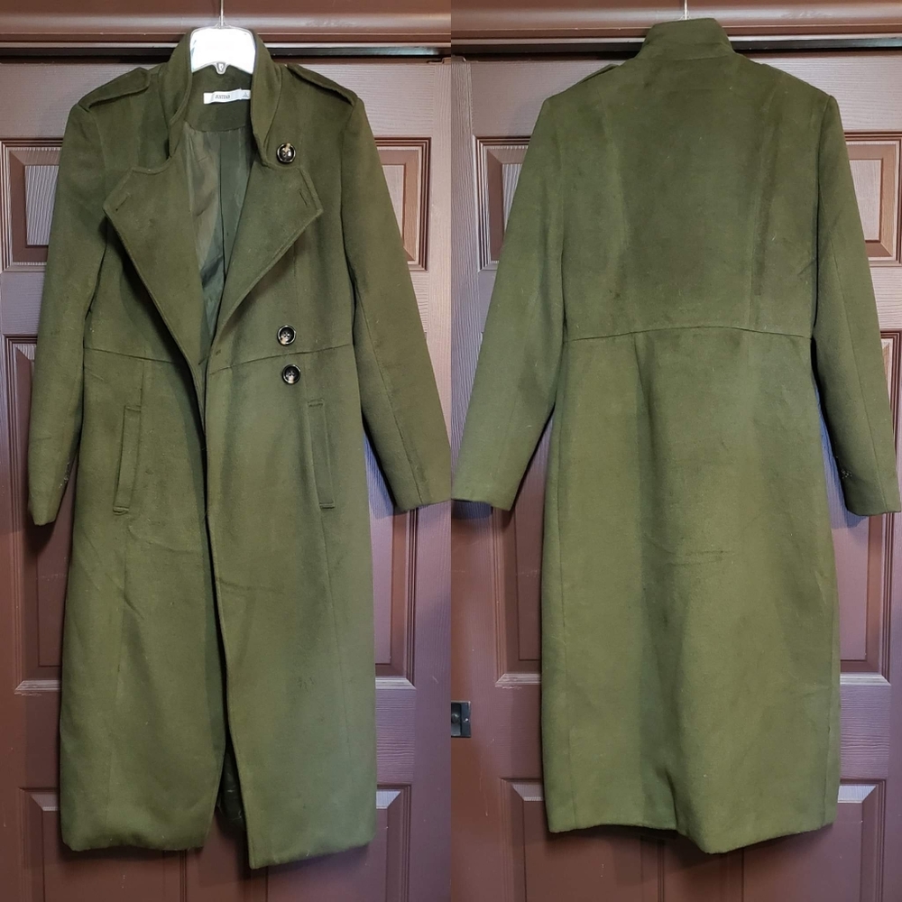 Justfab Olive Military Faux Wool Coat
